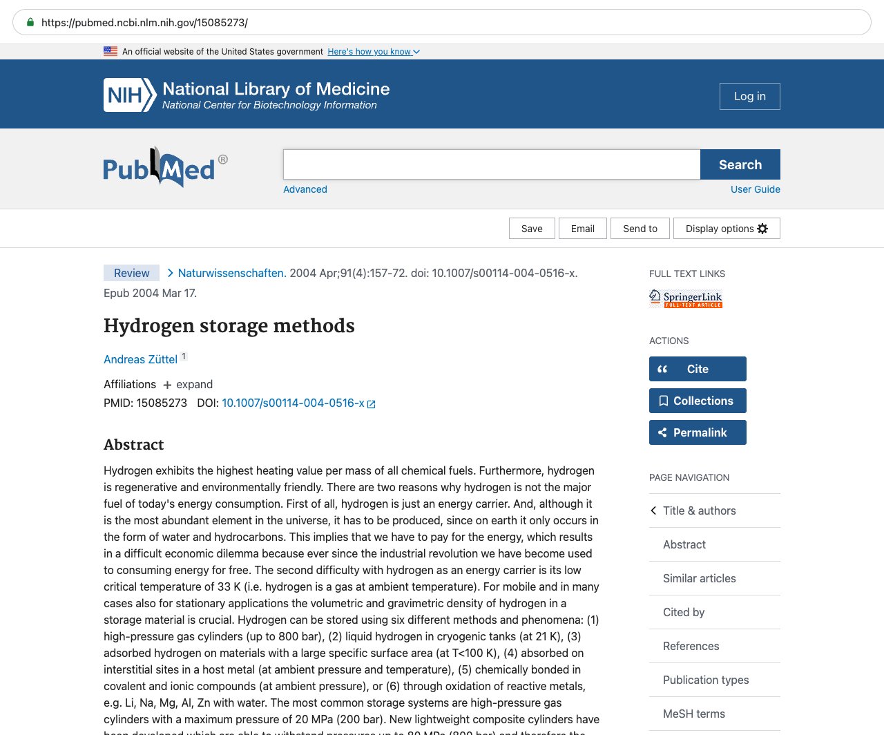 Screenshot — PubMed 15085273