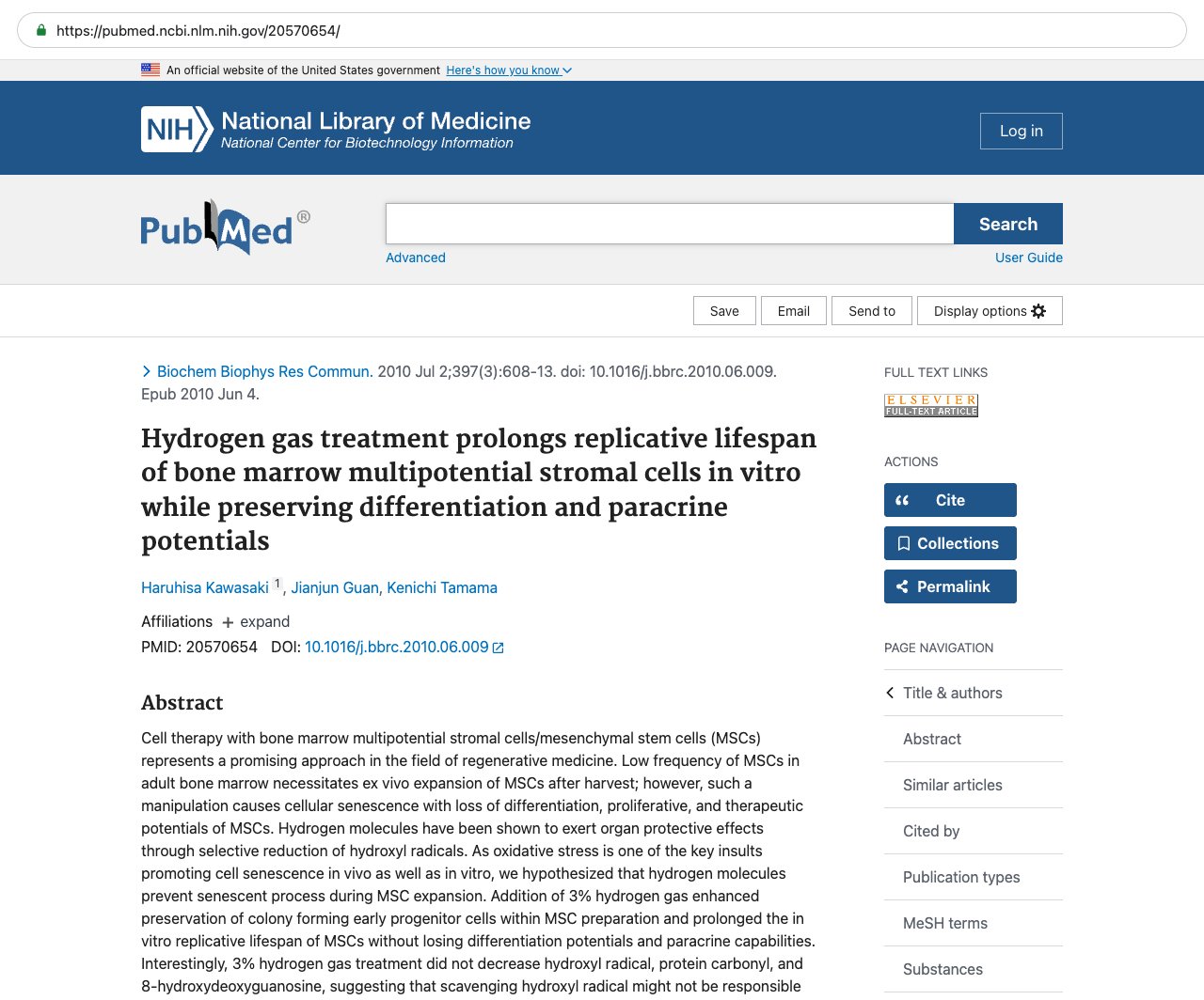 Screenshot — PubMed 20570654