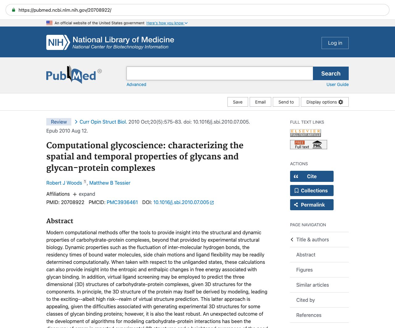 Screenshot — PubMed 20708922