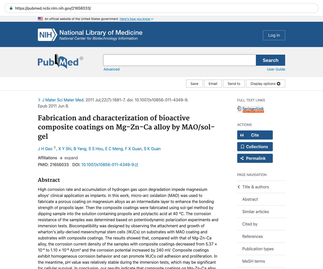 Screenshot — PubMed 21656033