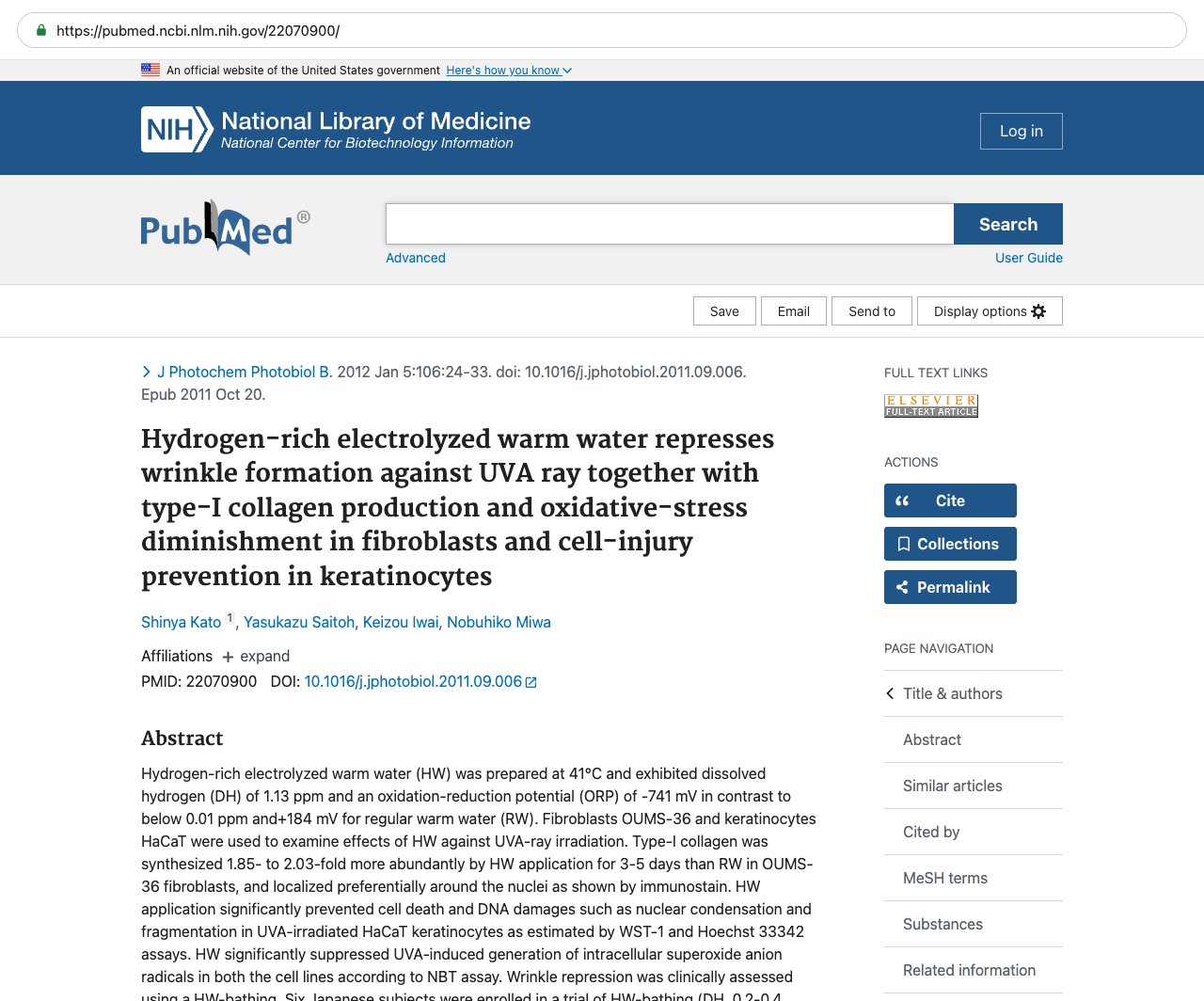 Screenshot — PubMed 22070900
