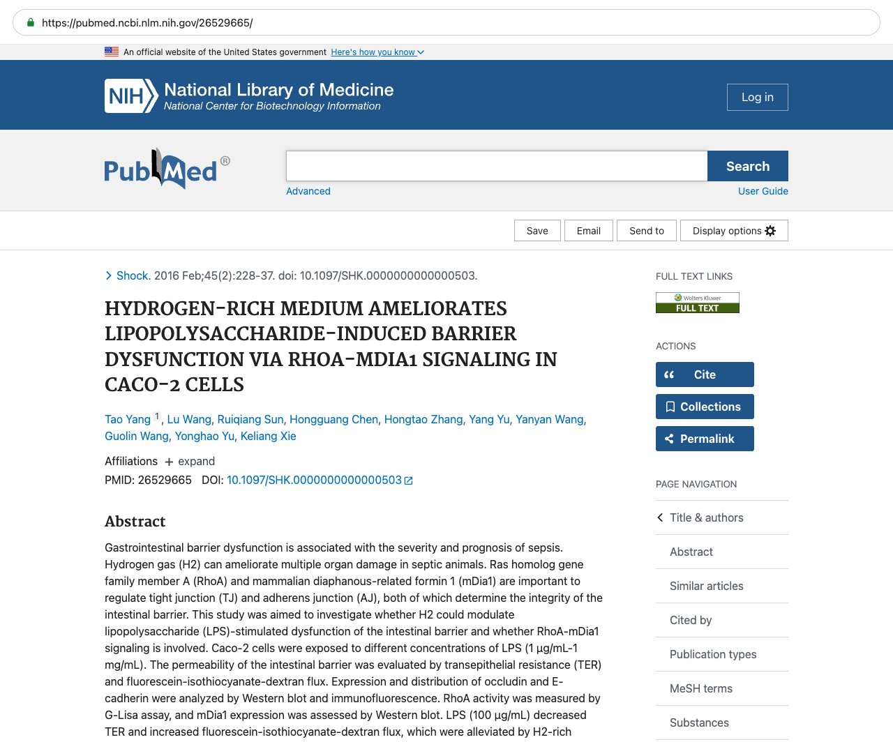 Screenshot — PubMed 26529665