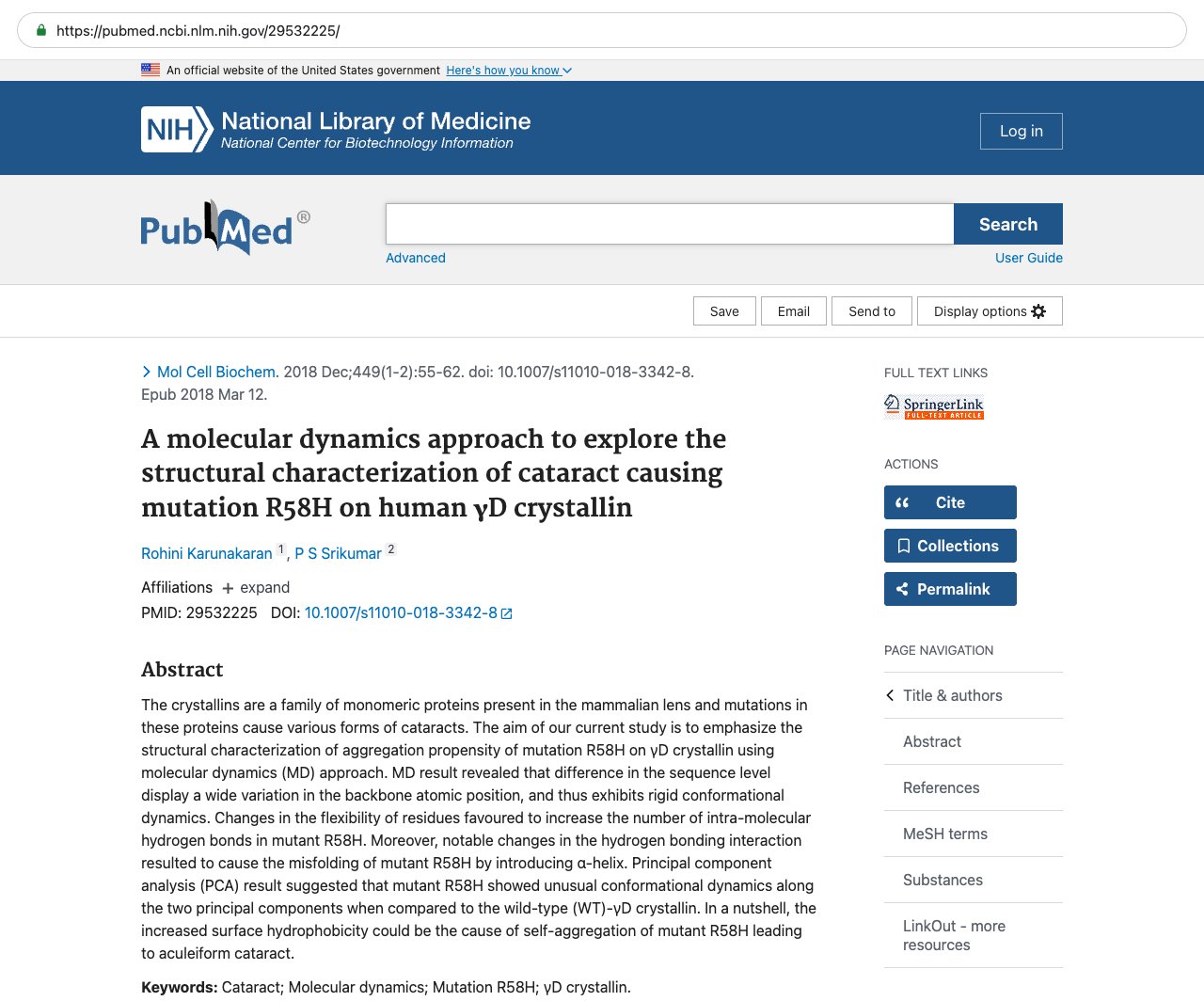 Screenshot — PubMed 29532225