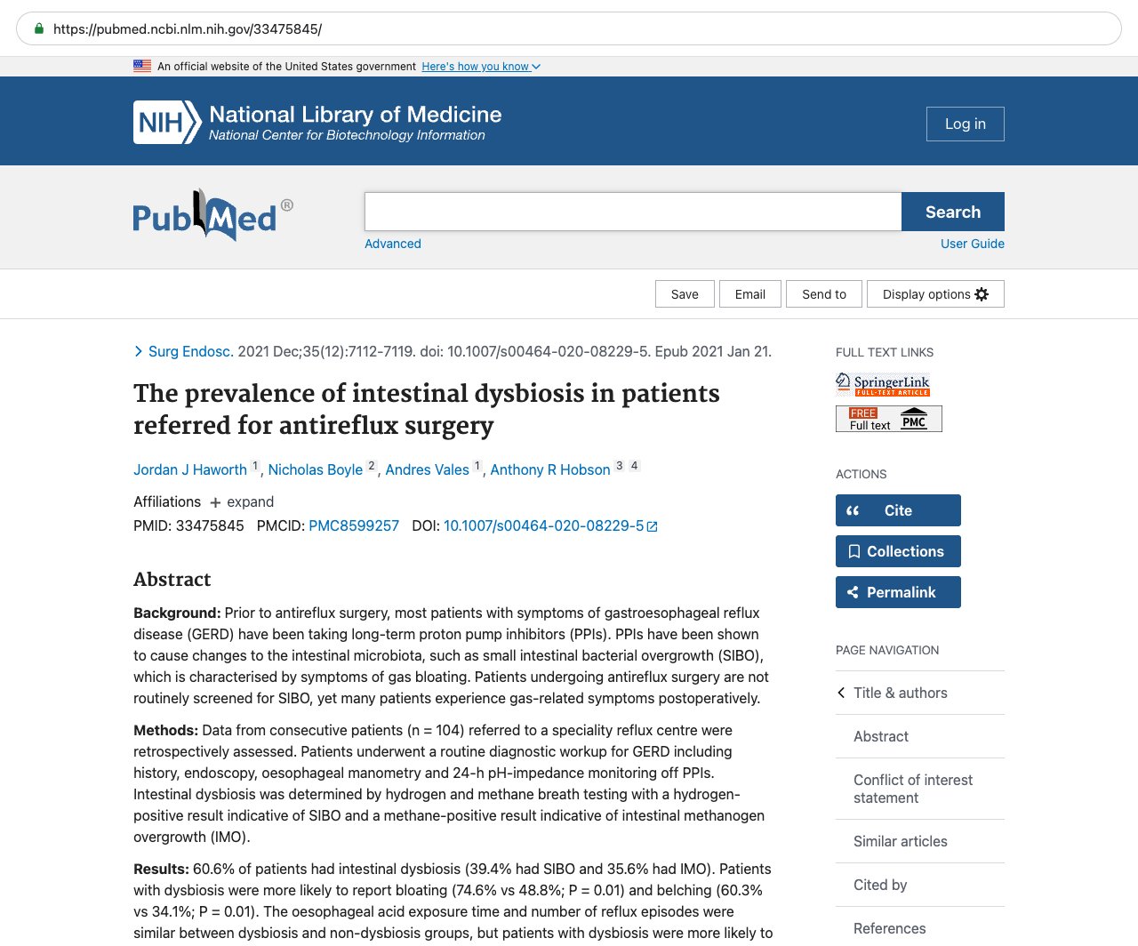 Screenshot — PubMed 33475845