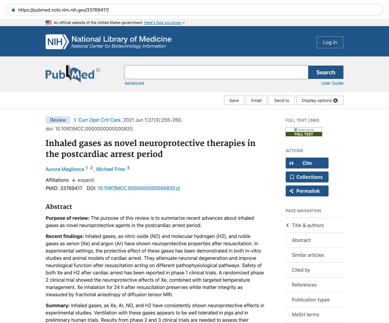 Screenshot — PubMed 33769417