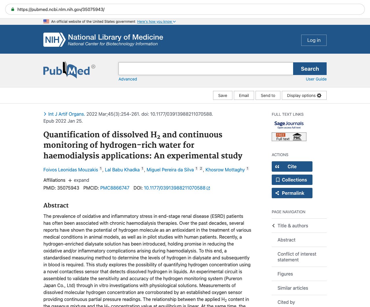 Screenshot — PubMed 35075943
