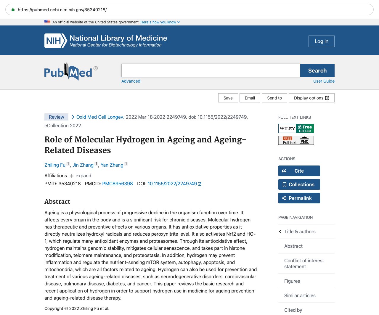 Screenshot — PubMed 35340218