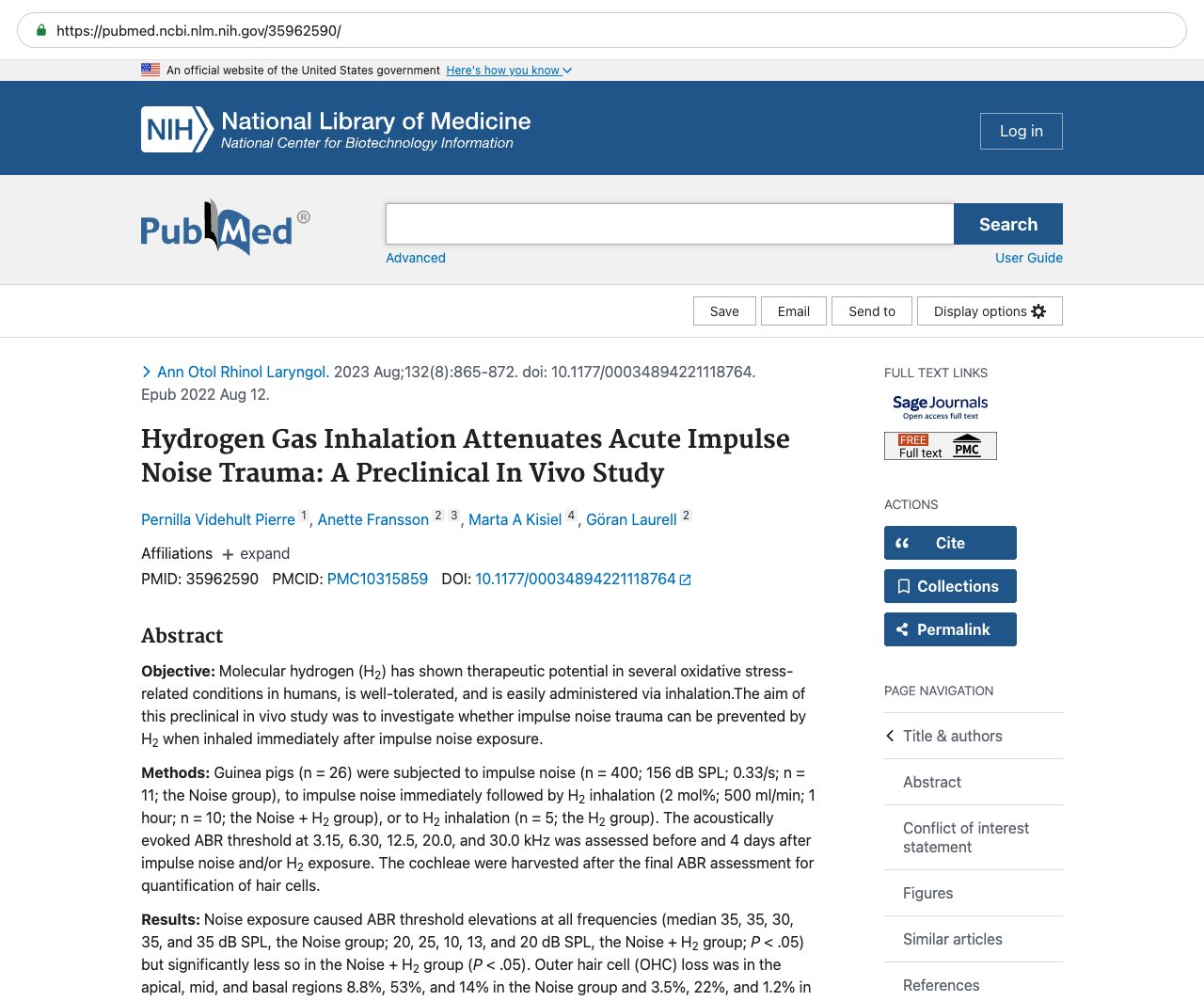Screenshot — PubMed 35962590