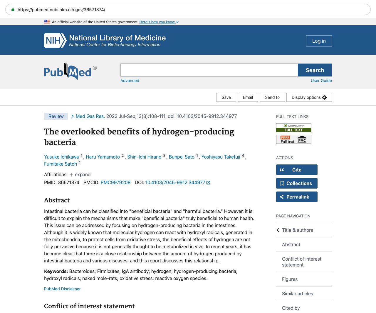 Screenshot — PubMed 36571374