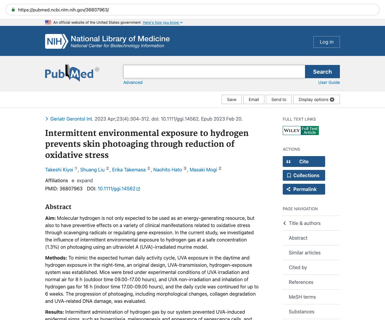 Screenshot — PubMed 36807963