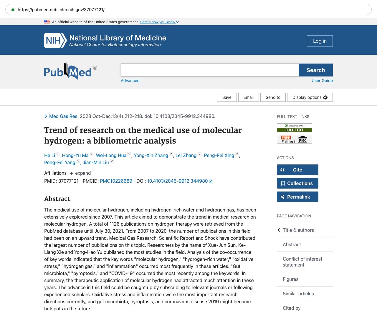 Screenshot — PubMed 37077121