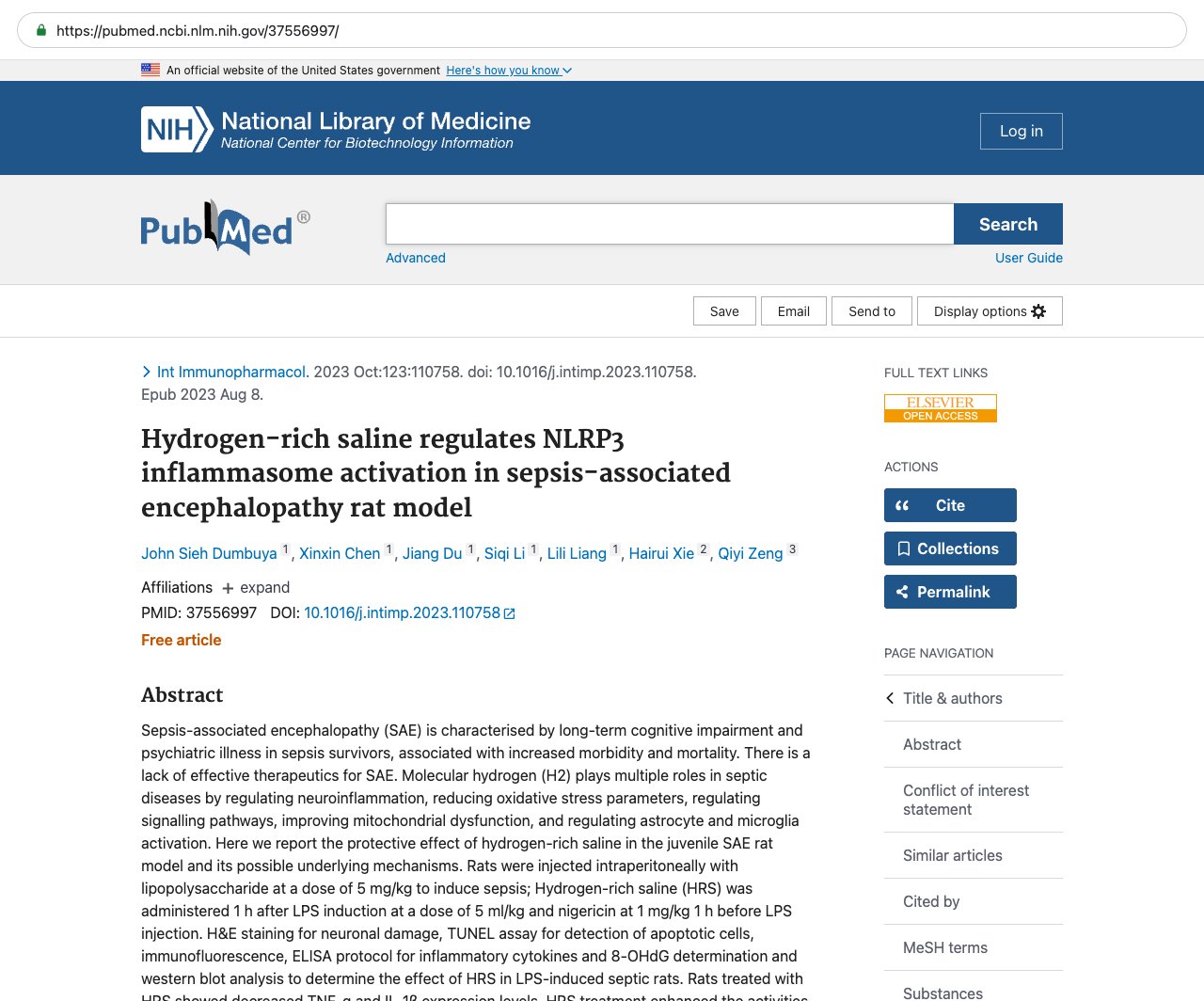 Screenshot — PubMed 37556997