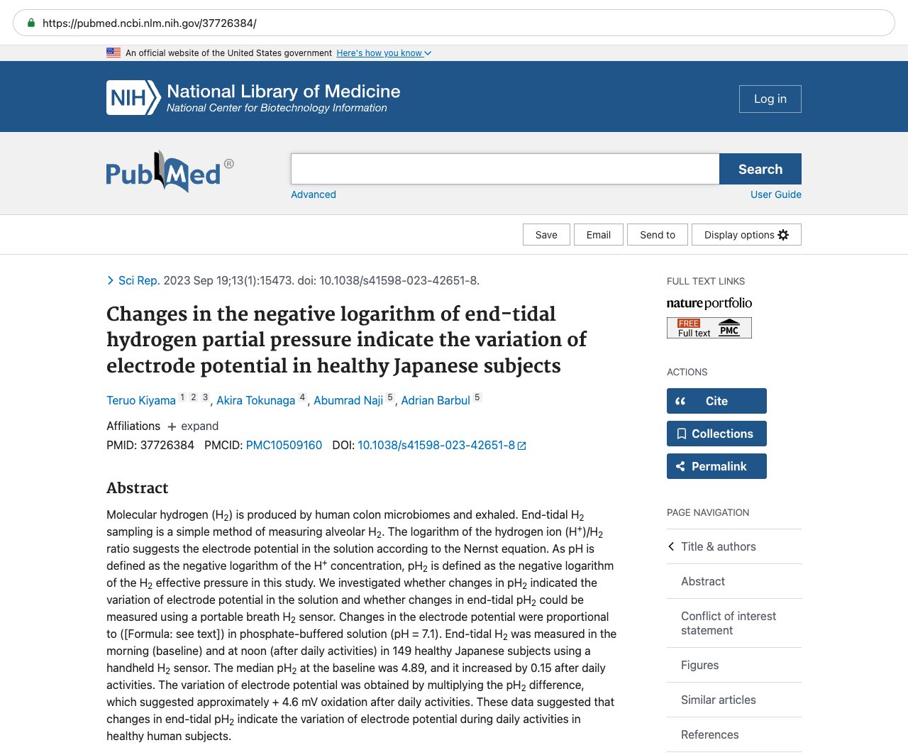 Screenshot — PubMed 37726384