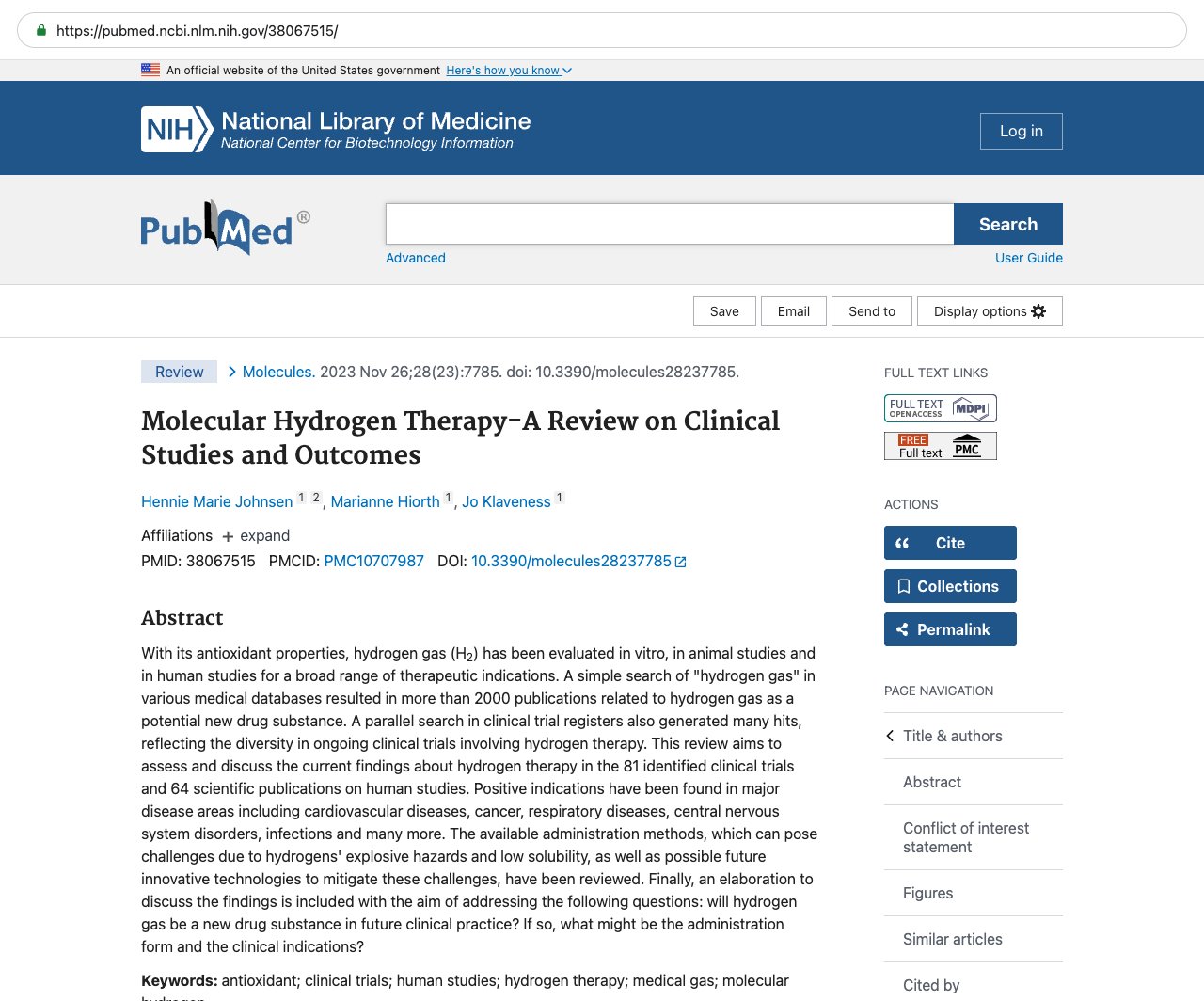 Screenshot — PubMed 38067515